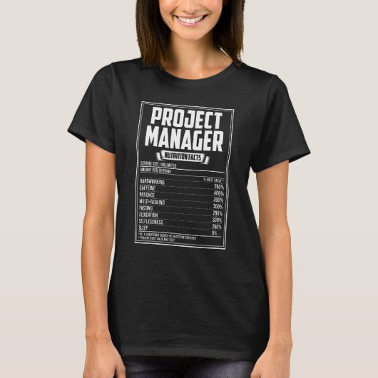Projectmanager Nutrition Facts T-shirt (Voorkant)