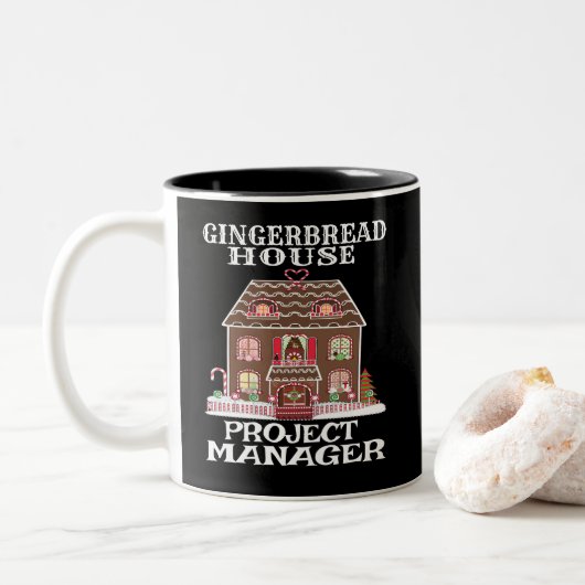 Projectmanager van Gingerbrood House Tweekleurige Koffiemok (Met donut)