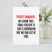 Projectmanager We weten dat 'definitieve versie' Bedankkaart (Staand voorkant)