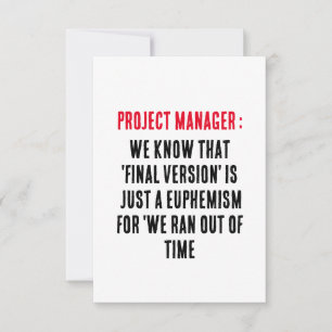 Projectmanager We weten dat 'definitieve versie' Bedankkaart