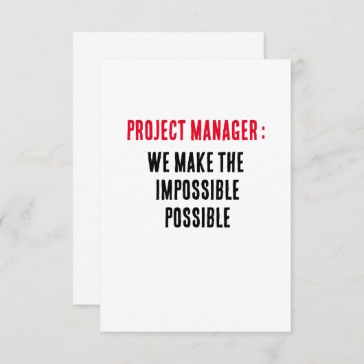 Projectmanager Wij maken het onmogelijke mogelijk Bedankkaart (Voorkant / Achterkant)