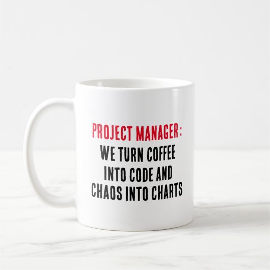 Projectmanager Wij zetten koffie om in code en cha Koffiemok (Links)