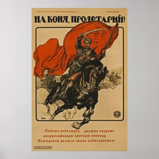 Proletarian gaat op je paard. ~ Sovjet-Unie 1920 Poster (Voorkant)
