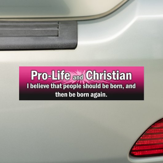"ProLife and Christelijk" Bumpersticker (roze) (Op auto)