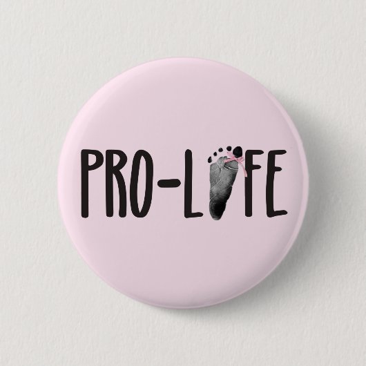ProLife-Baby voetafdrukken met boog Ronde Button 5,7 Cm (Voorkant)