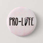 ProLife-Baby voetafdrukken met boog Ronde Button 5,7 Cm (Voorkant)