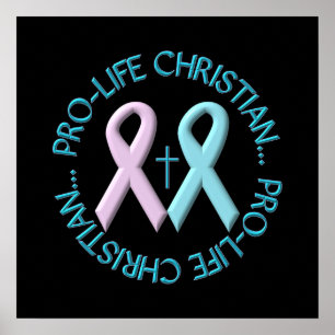 ProLife Christelijk met dwars- en roze/blauwe lint Poster