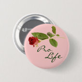 ProLife on Pink Floral Ronde Button 5,7 Cm (Voorkant /achterkant)
