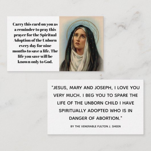 ProLife-Prayer-kaart Informatiekaartje (Voorkant / Achterkant)