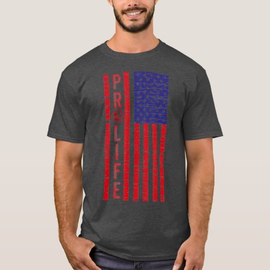 ProLife Save Unborn Babies Lives American Flag T-shirt (Voorkant)