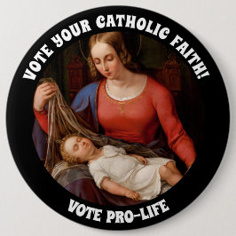 PROLIFE STEMT CATHOLIC VIRGIN MARY JESUS RONDE BUTTON 6,0 CM