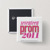 Prom 2011 - Lt. roze Vierkante Button 5,1 Cm (Voorkant /achterkant)