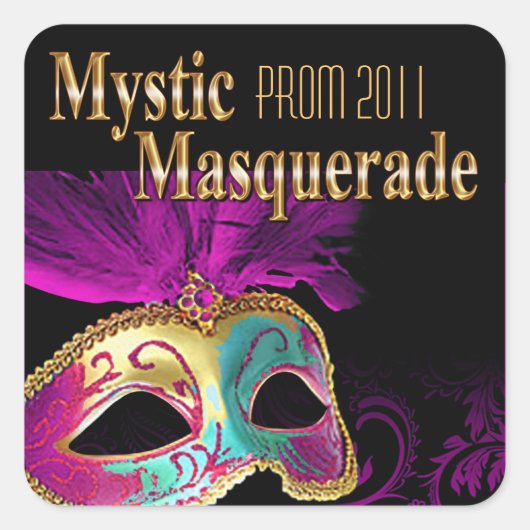 Prom 2011 Mystic Masquerade Party Vierkante Sticker (Voorkant)
