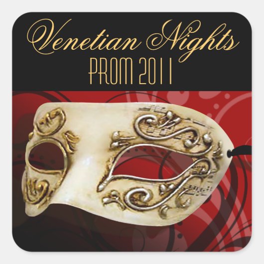Prom 2011 Venetiaanse Nights Masquerade Party Vierkante Sticker (Voorkant)
