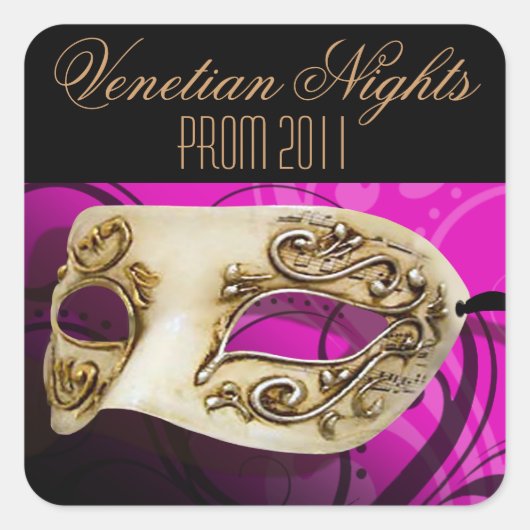 Prom 2011 Venetiaanse Nights Masquerade Party Vierkante Sticker (Voorkant)