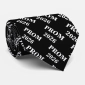 Prom 2026 Black Background White Text Stropdas (Opgerold)