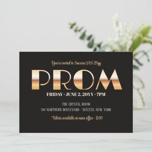 Prom Bold Letters Invitation Kaart (Staand voorkant)