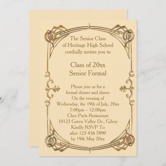 Prom Class Senior Formeel Kaart (Voorkant / Achterkant)