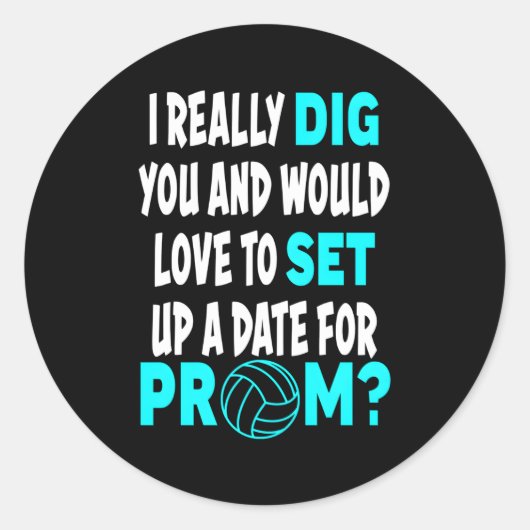 Prom Datum Volleybal voorstel Ronde Sticker (Voorkant)