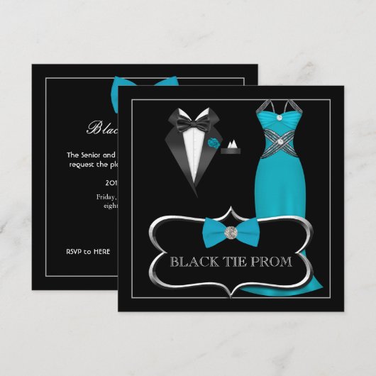 Prom High School Dance Formal Red Black Stropdas Kaart (Voorkant / Achterkant)