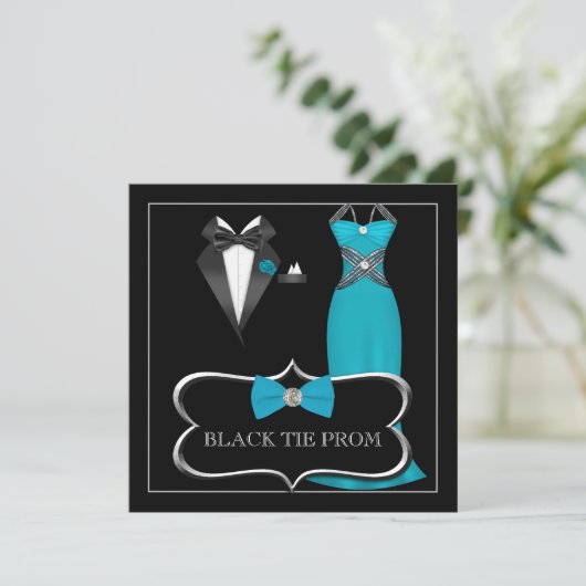 Prom High School Dance Formal Red Black Stropdas Kaart (Staand voorkant)