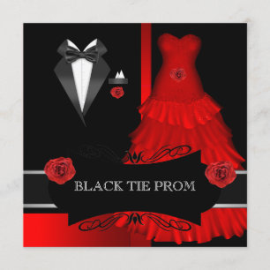 Prom High School Dance Formal Red Black Stropdas Kaart