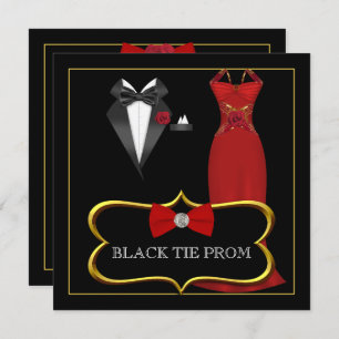 Prom High School Dance Formal Red Black Stropdas Kaart