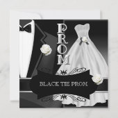 Prom High School Dance Formal White Black Stropdas Kaart (Achterkant)