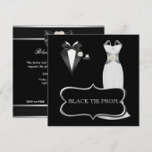 Prom High School Dance Formal White Black Stropdas Kaart (Voorkant / Achterkant)