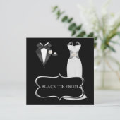 Prom High School Dance Formal White Black Stropdas Kaart (Staand voorkant)