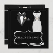 Prom High School Dance Formal White Black Stropdas Kaart (Voorkant / Achterkant)