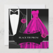 Prom High School Dance Formele Roze Black Stropdas Kaart (Achterkant)