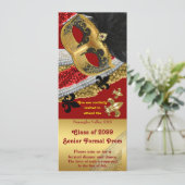 Prom Invitation Ticket style,Prom, masquerade Kaart (Staand voorkant)