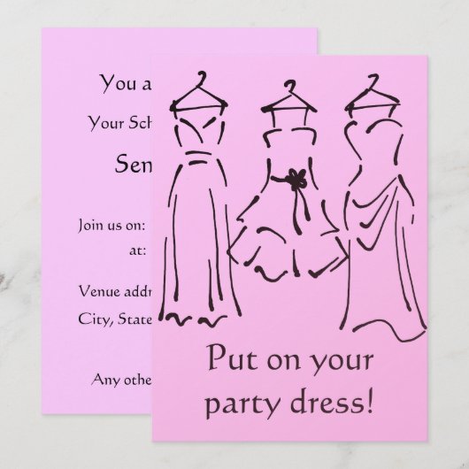 Prom-jurken Ontwerp aanpasbaar roze Kaart (Voorkant / Achterkant)