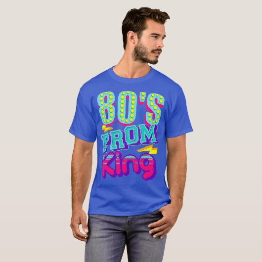 Prom King Funny Disco Throwback Nostalgisch T-shirt (Voorkant volledig)