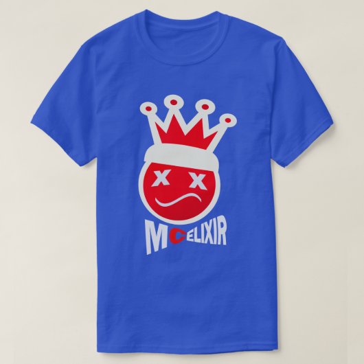 Prom King Signature Logo - Cream & Red op Blue T-shirt (Design voorkant)