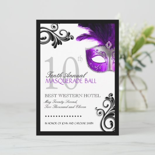 Prom Masquerade Invitation Kaart (Staand voorkant)