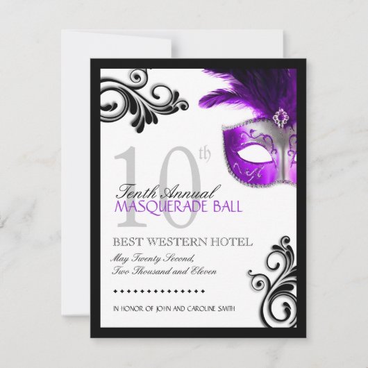 Prom Masquerade Invitation Kaart (Voorkant)