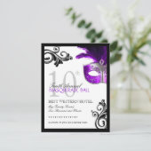 Prom Masquerade Invitation Kaart (Staand voorkant)
