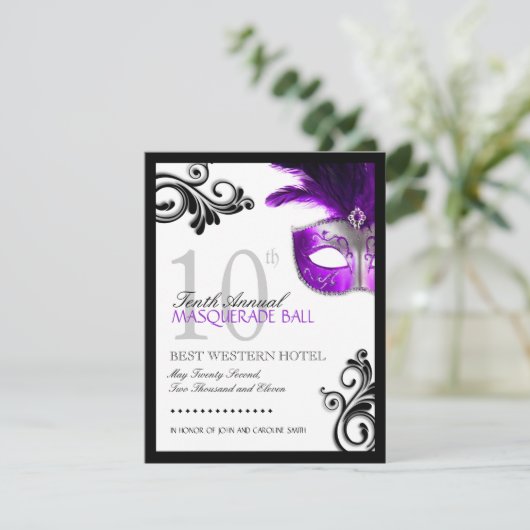 Prom Masquerade Invitation Kaart (Staand voorkant)