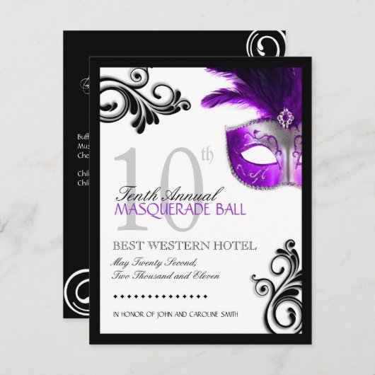 Prom Masquerade Invitation Kaart (Voorkant / Achterkant)