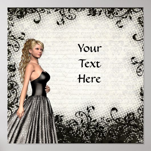 Prom-meisje in een zwarte jurk poster (Voorkant)