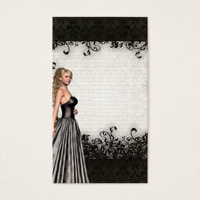 Prom-meisje in een zwarte jurk visitekaartjes (Voorkant)