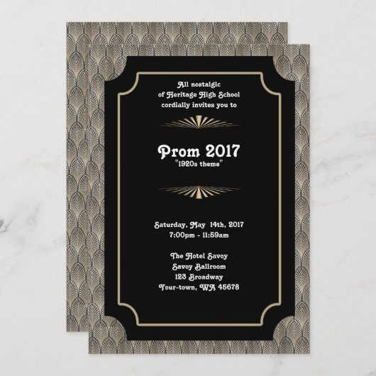 Prom met thema, zwart en goud, geweldige Gatsby Kaart (Voorkant / Achterkant)
