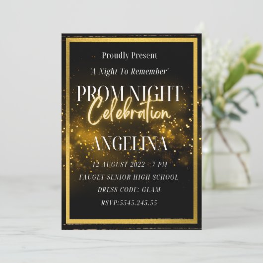 prom nacht viering kaart uitnodiging (Staand voorkant)