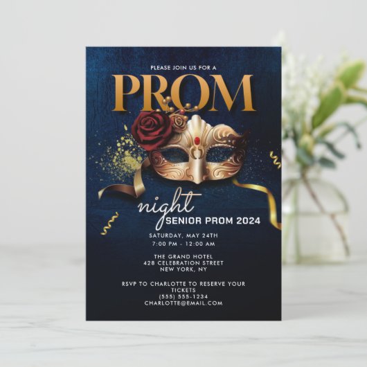 PROM NACHTFEESTUITNODIGING KAART (Staand voorkant)