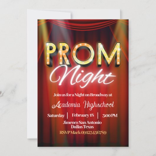 Prom Night - Broadway Invitation Kaart (Voorkant)