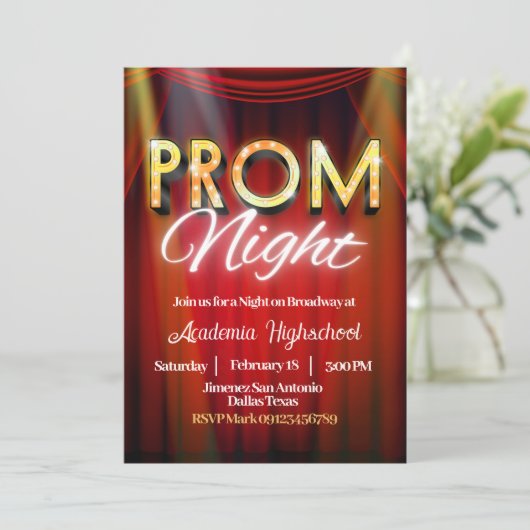 Prom Night - Broadway Invitation Kaart (Staand voorkant)