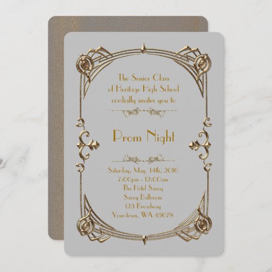 Prom Night Empire-stijl, gesmolten goud, grijs 2 Kaart (Voorkant / Achterkant)