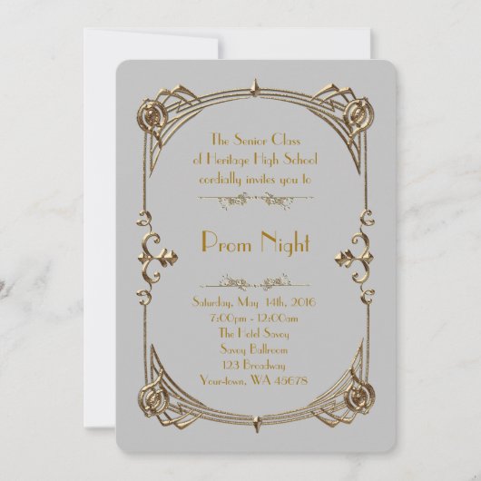 Prom Night Empire-stijl, gesmolten goud, grijs 2 Kaart (Voorkant)